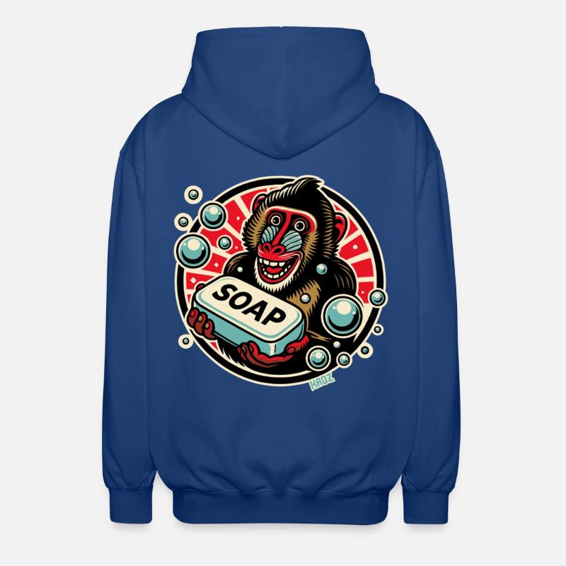 Mandrill Affe mit Seife - Unisex Kapuzenjacke - Royalblau