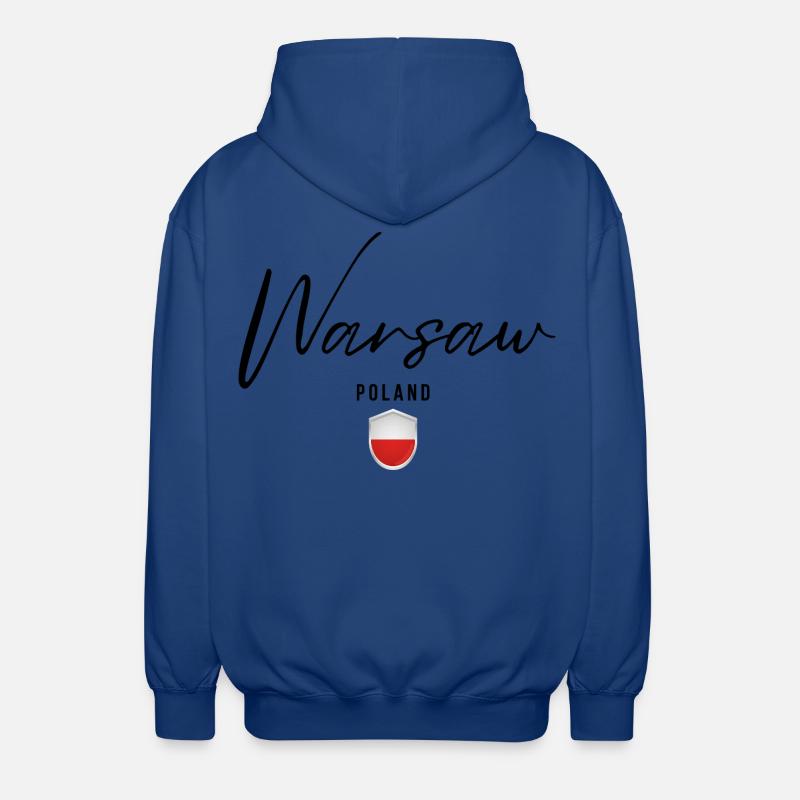 Conception élégante Varsovie, Varsovie Pologne - Veste à capuche unisexe - bleu royal