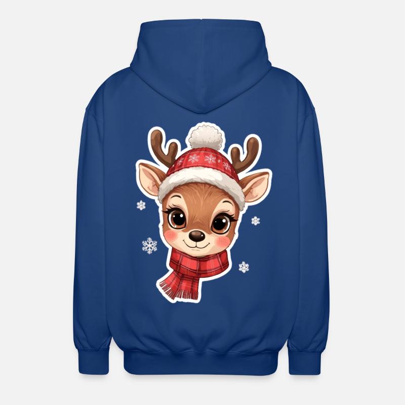 Cerf d’hiver avec écharpe rouge - Veste à capuche unisexe - bleu royal