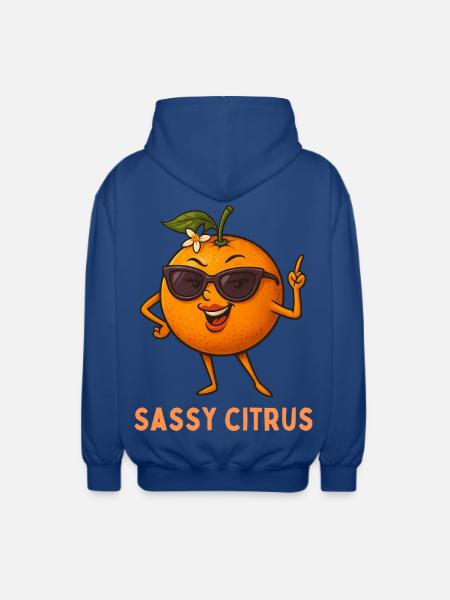 Sassy Citrus with sunglasses - Unisex Hooded Jacket - royal blue