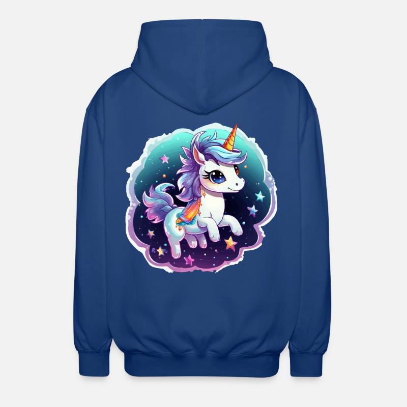 Kosmisches Einhorn mit Schal - Unisex Kapuzenjacke - Royalblau