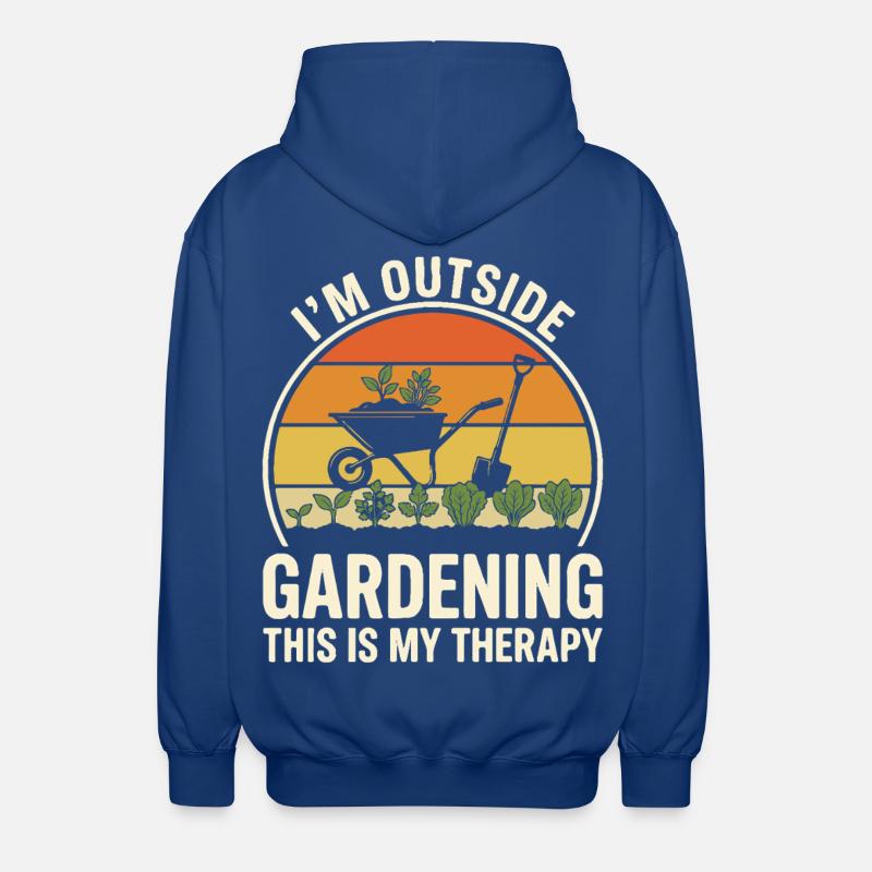Gardening Therapy Statement Design - Unisex Hooded Jacket - royal blue