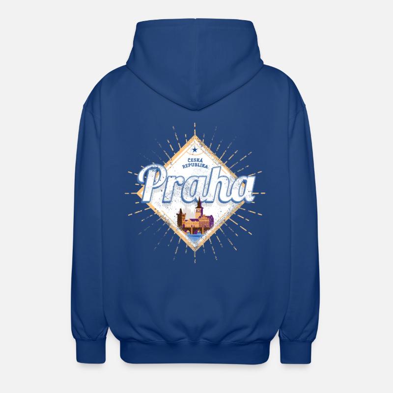 Praga con skyline capitale della Repubblica Ceca - Felpa unisex con cappuccio - blu royal