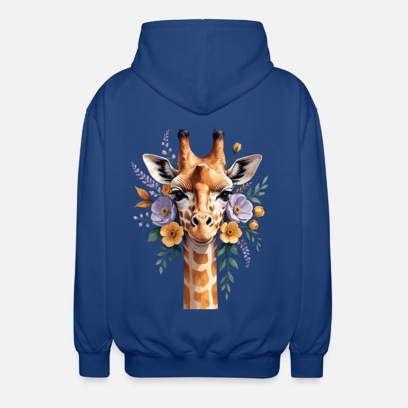 Girafe avec une couronne de fleurs - Veste à capuche unisexe - bleu royal