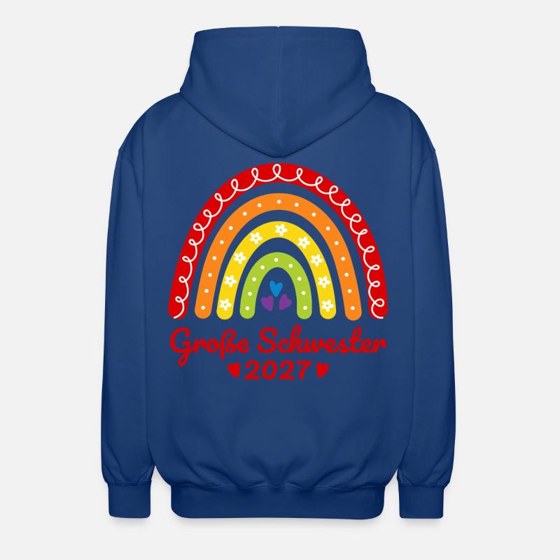 Große Schwester 2027 Boho Regenbogen bunt - Unisex Kapuzenjacke - Royalblau