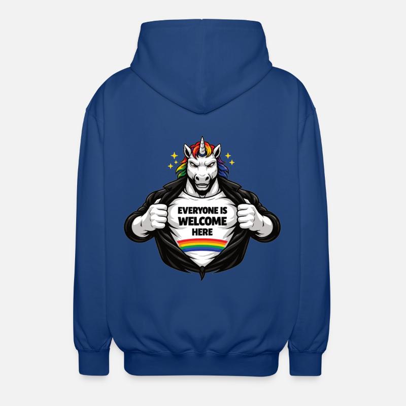 Design de déclaration arc-en-ciel Diversité & Respect - Veste à capuche unisexe - bleu royal