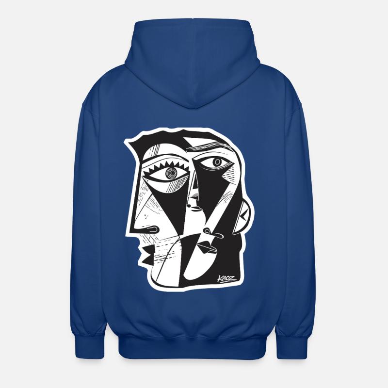 Cubist Face Linework - Unisex Hooded Jacket - royal blue