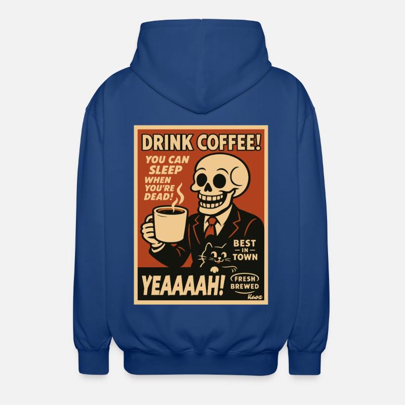 Affiche rétro de Coffee Skull - Veste à capuche unisexe - bleu royal