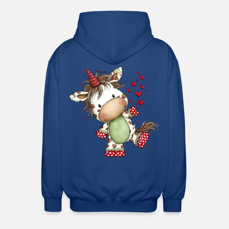 Süßes Herz-Einhorn: Verspieltes Comic-Design - Unisex Kapuzenjacke - Royalblau