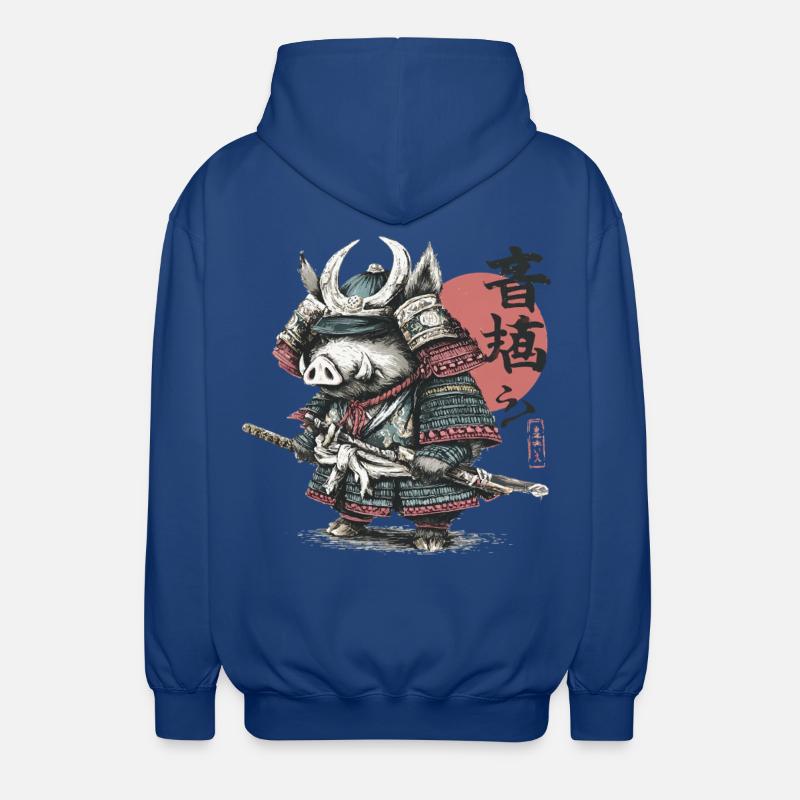 Boar Samurai in Armor Katana - Unisex Hooded Jacket - royal blue