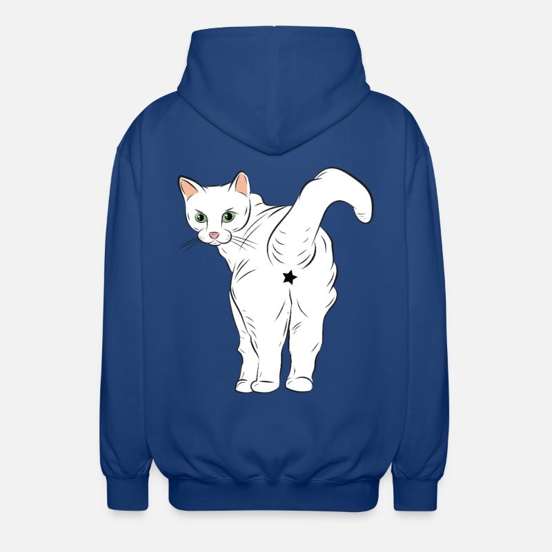 Weiße Katze mit Sternlogo - Unisex Kapuzenjacke - Royalblau