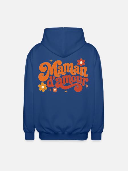 Maman d'amour groovy florale - Veste à capuche unisexe - bleu royal