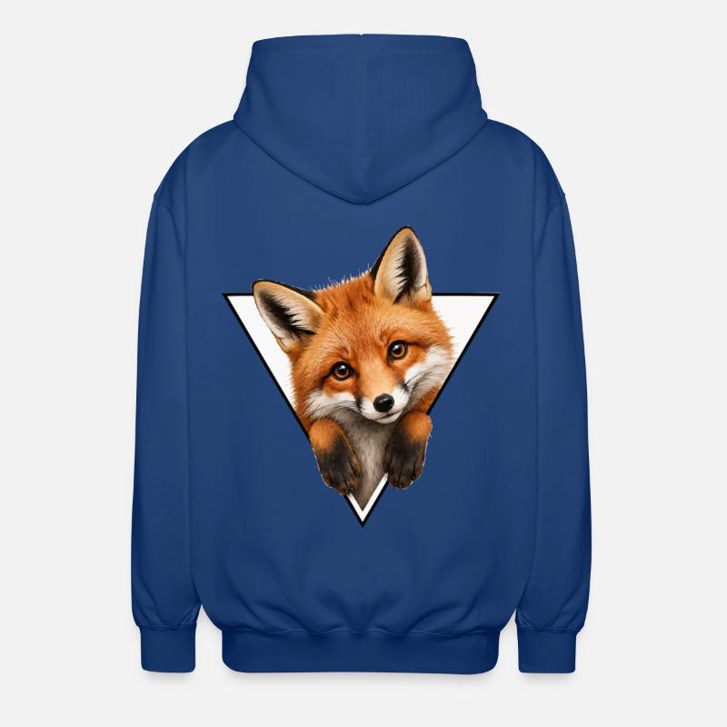 Illustration du renard dans le triangle - Veste à capuche unisexe - bleu royal