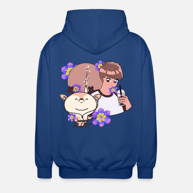 Bubble Tea et Cerf avec Walker - Veste à capuche unisexe - bleu royal