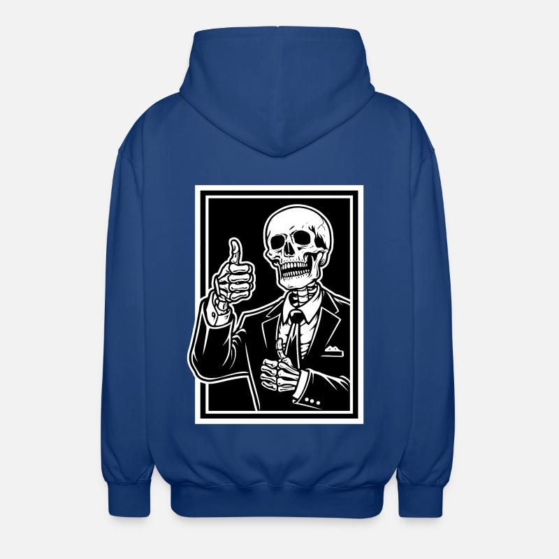 Skeleton in suit thumbs up - Unisex Hooded Jacket - royal blue