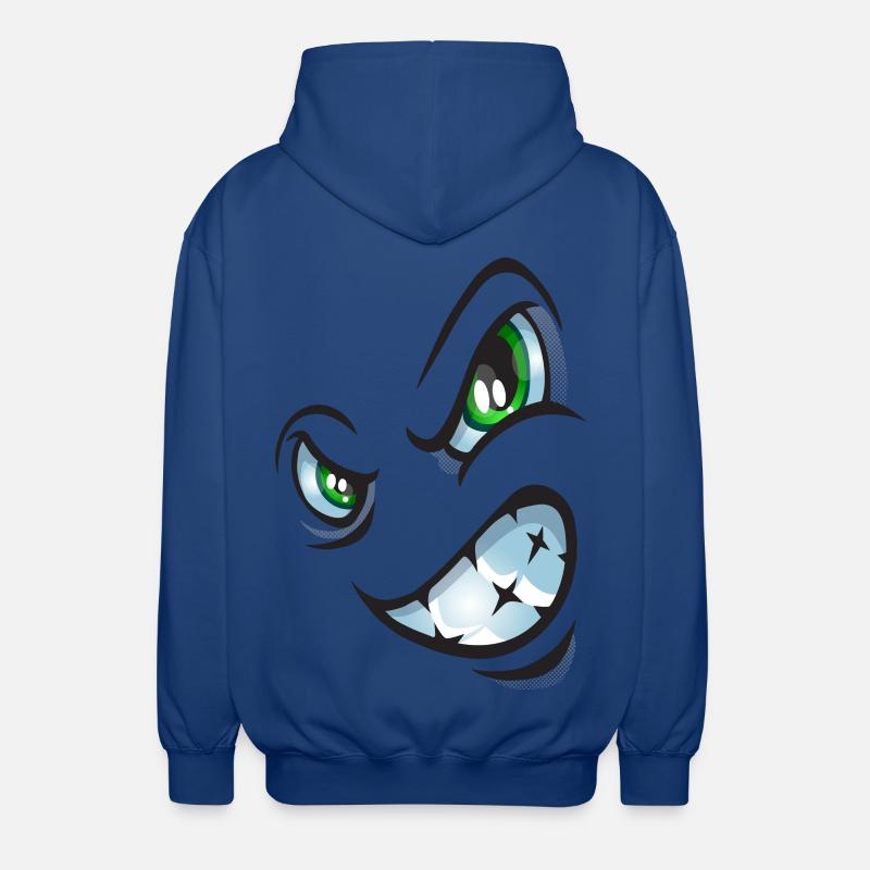 Visage de bande dessinée en colère - Veste à capuche unisexe - bleu royal