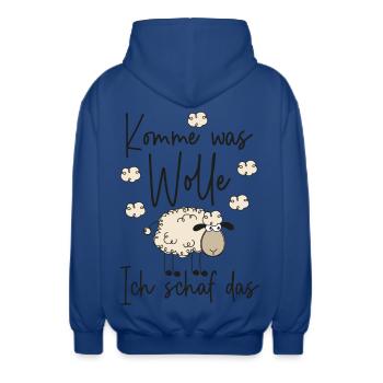 Komme was Wolle Ich schaf das - Motivation Schafe - Unisex Kapuzenjacke - Royalblau - Hinten - AI Model Male 185 light (185cm)
