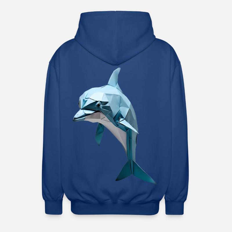 Blauer Low-Poly Delfin - Unisex Kapuzenjacke - Royalblau