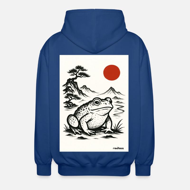 Frog Toad Under Japanese Sun - Unisex Hooded Jacket - royal blue