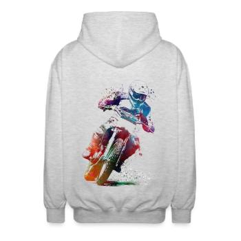 Art du sport automobile #motor #sport - Veste à capuche unisexe - gris clair chiné - Dos - AI Model Male 185 light (185cm)