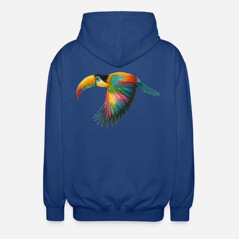 Rainbow Parrot Pattern - Unisex Hooded Jacket - royal blue