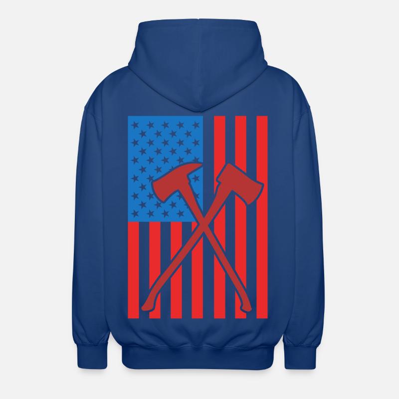 Brandbekämpfung USA Flagge - Unisex Kapuzenjacke - Royalblau