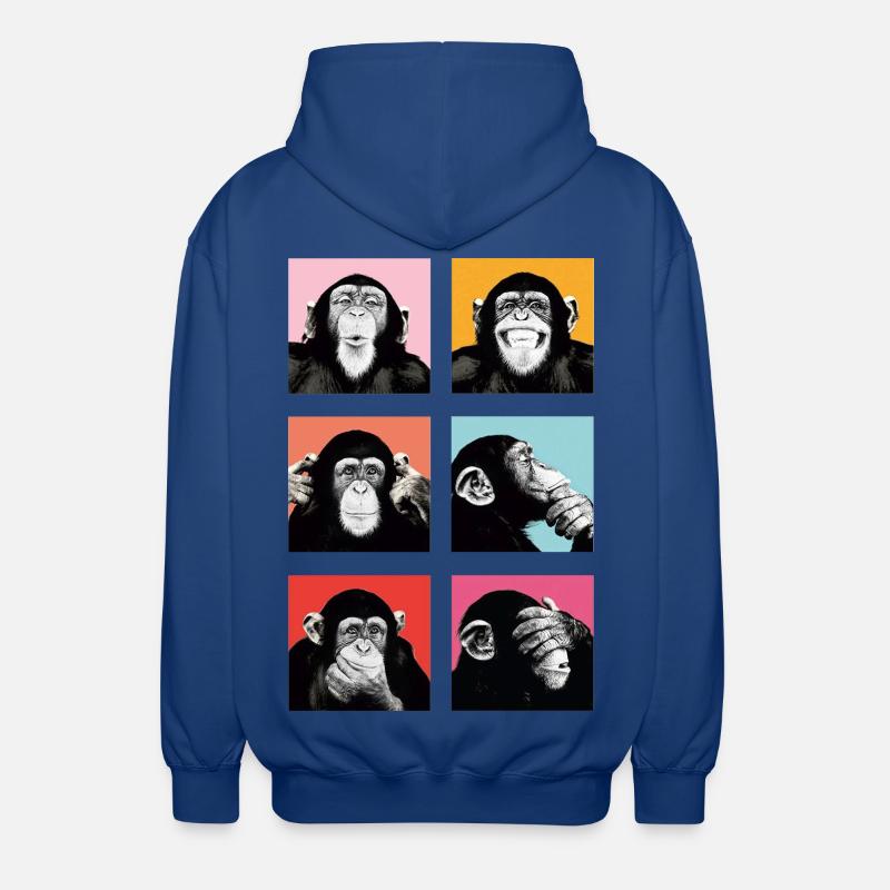 Pop-Art Affe Farbexplosion - Unisex Kapuzenjacke - Royalblau