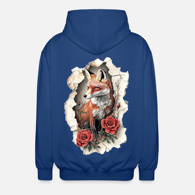 Fuchs mit Blumen - Unisex Kapuzenjacke - Royalblau