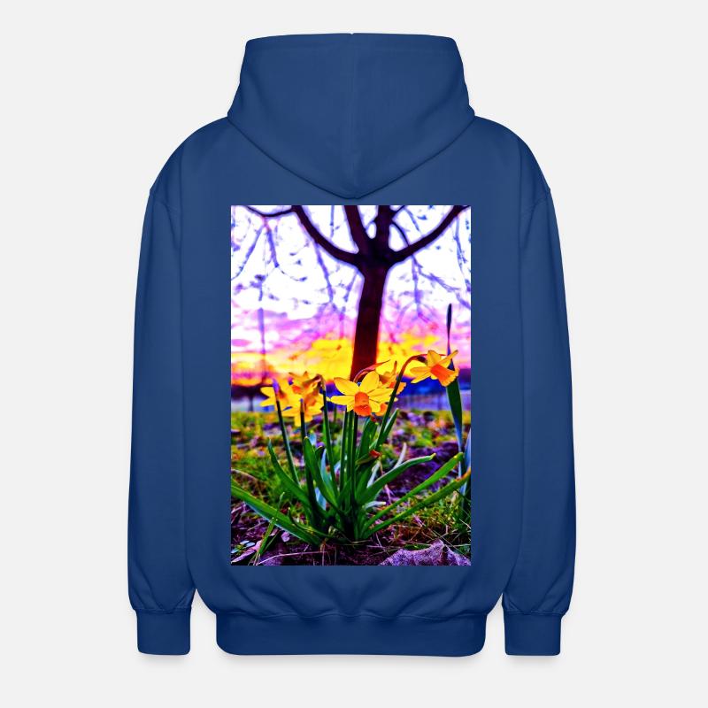 Jonquilles au coucher du soleil - Veste à capuche unisexe - bleu royal
