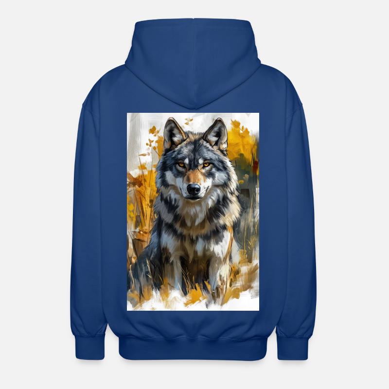Illustration eines Wolfes - Unisex Kapuzenjacke - Royalblau