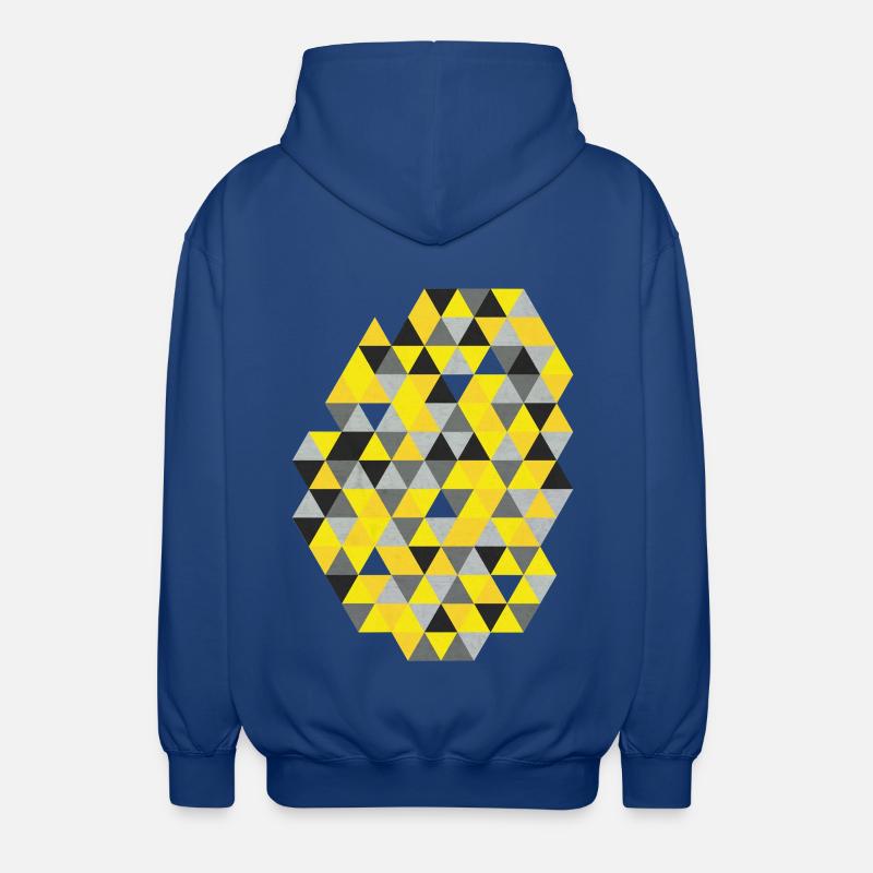 Geometric triangle pattern Sunny Yellow - Unisex Hooded Jacket - royal blue