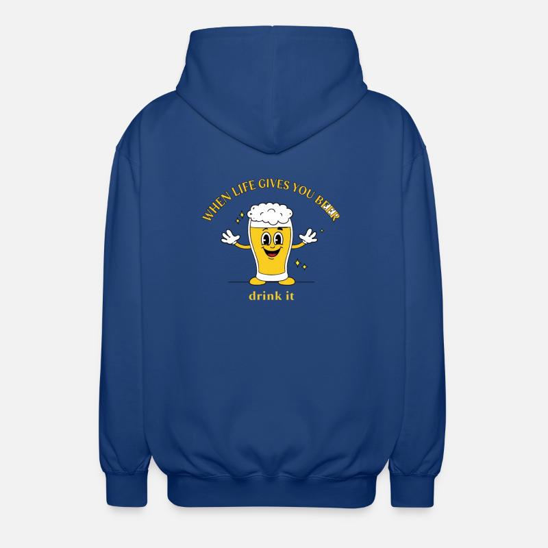 Devise de la bière Devise Cartoon - Veste à capuche unisexe - bleu royal