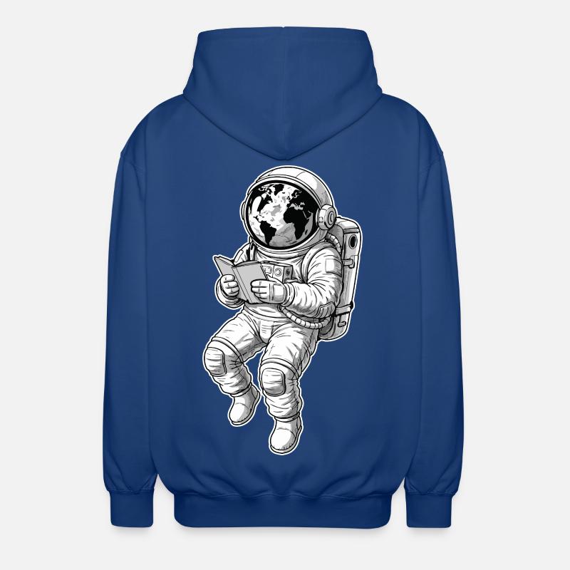 Astronaut Reading Space Earth - Unisex Hooded Jacket - royal blue