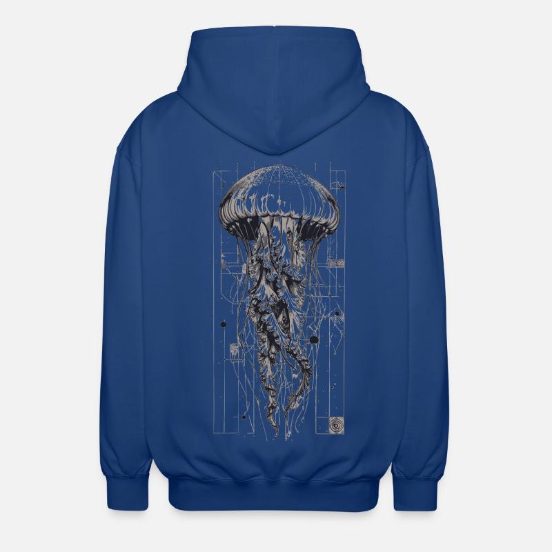 Méduses Technok Noires et Blanches - Veste à capuche unisexe - bleu royal