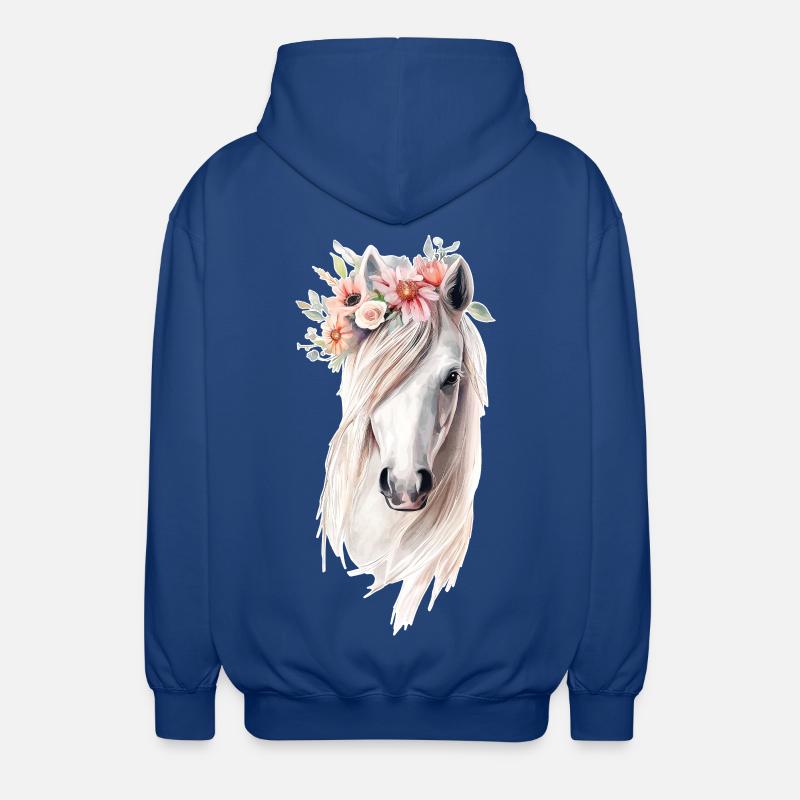 Cheval avec des fleurs - Veste à capuche unisexe - bleu royal