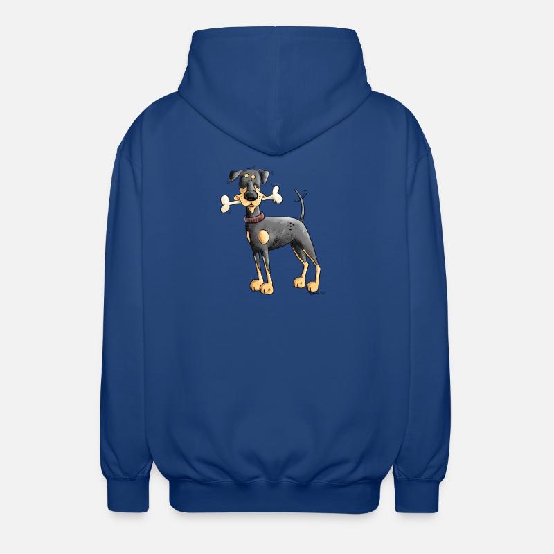 Dobermann Oder Pinscher mit Knochen - Unisex Kapuzenjacke - Royalblau