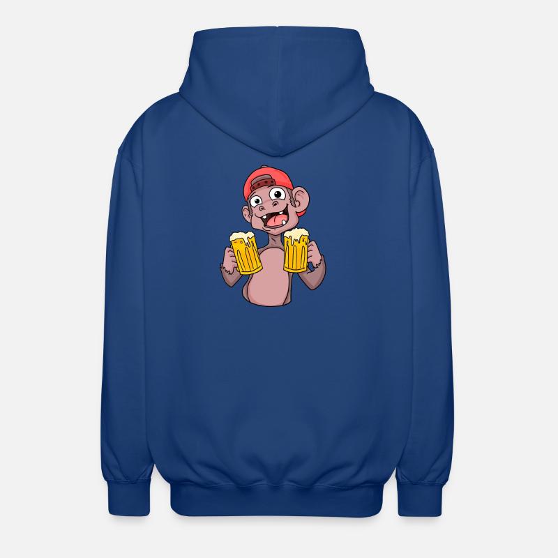 Affe mit Biergläser - Unisex Kapuzenjacke - Royalblau