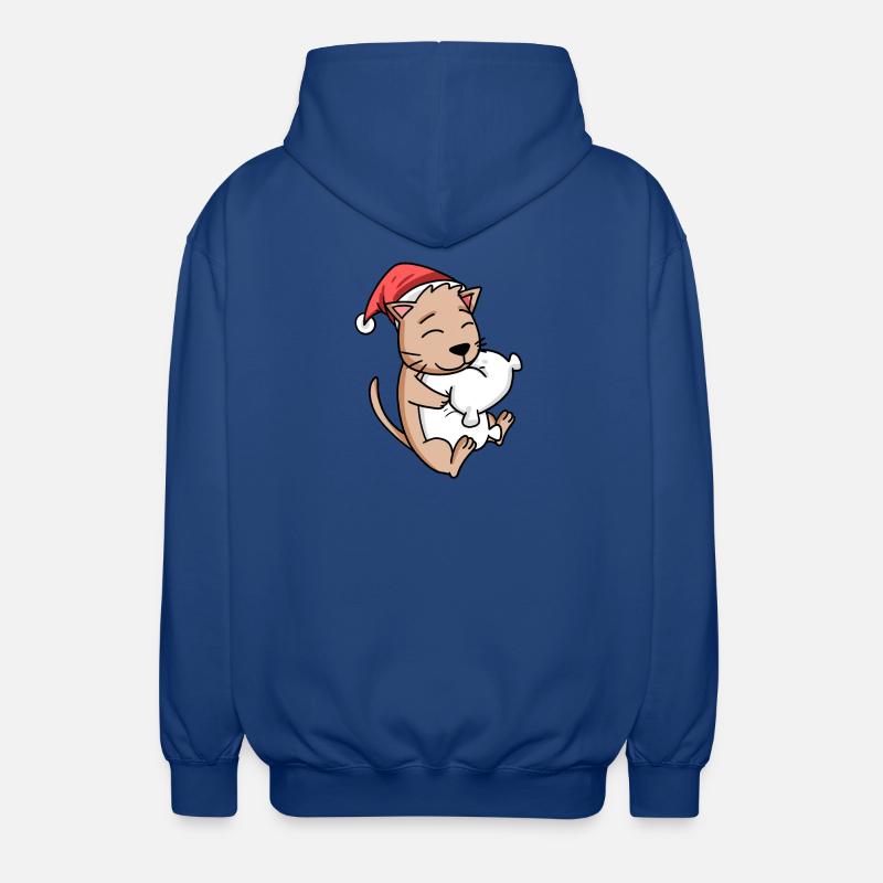 Mignon chat Noël sommeil fatigué - Veste à capuche unisexe - bleu royal