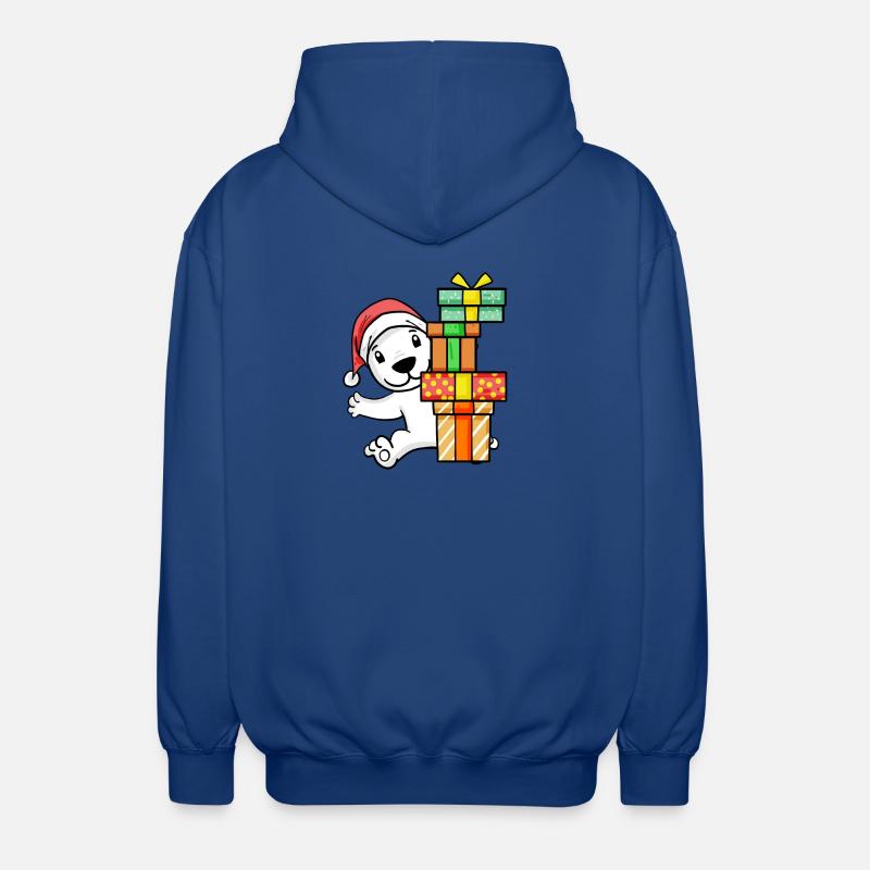 Weihnachten Eisbär mit Geschenke - Unisex Kapuzenjacke - Royalblau