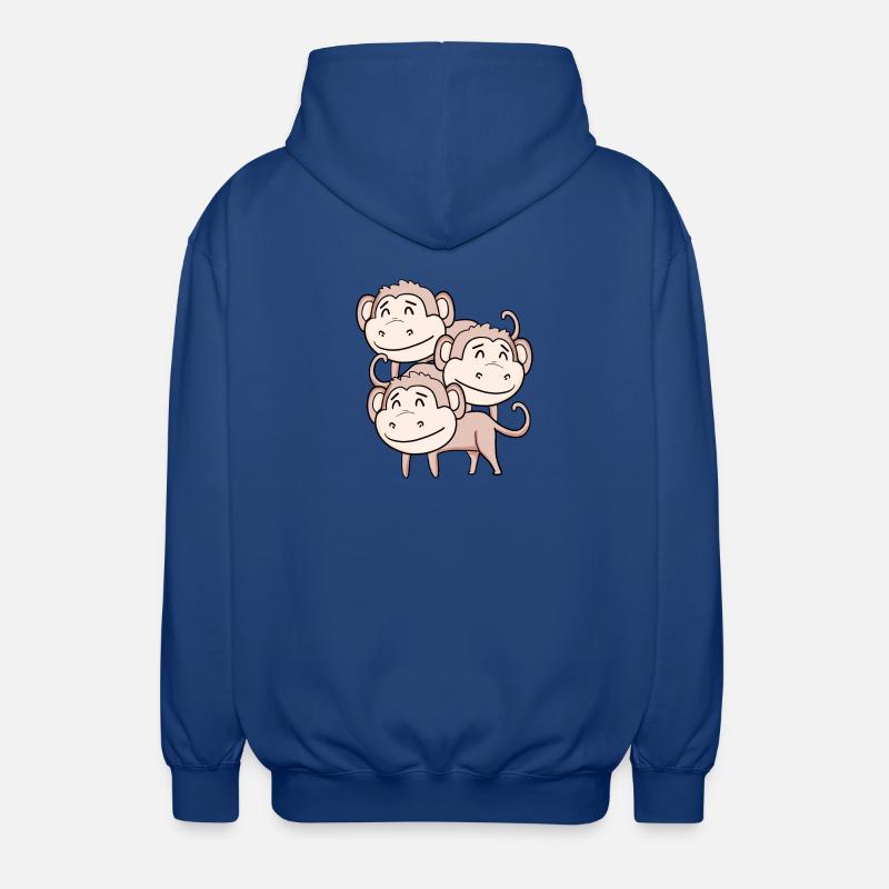 Singes mignons - Singe - Veste à capuche unisexe - bleu royal