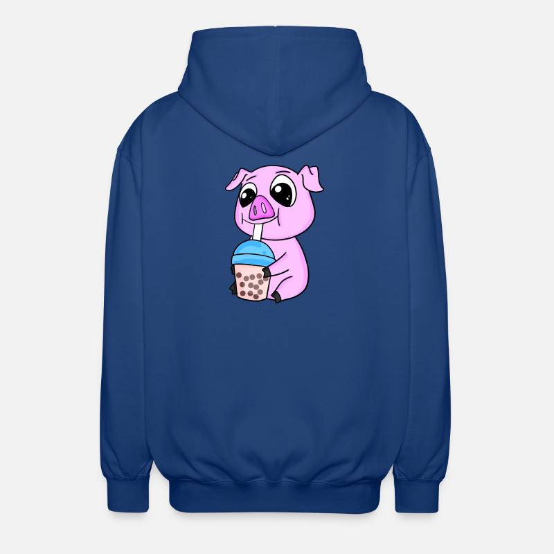 Pork Bubble tea Motif - Unisex Hooded Jacket - royal blue