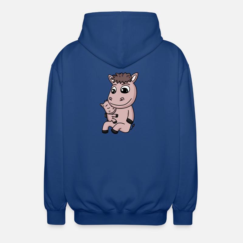 Famille Cheval - Cheval avec bébé - Veste à capuche unisexe - bleu royal