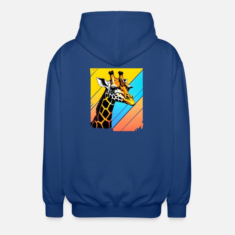 Giraffe Pop Art Farbgeometrie - Unisex Kapuzenjacke - Royalblau
