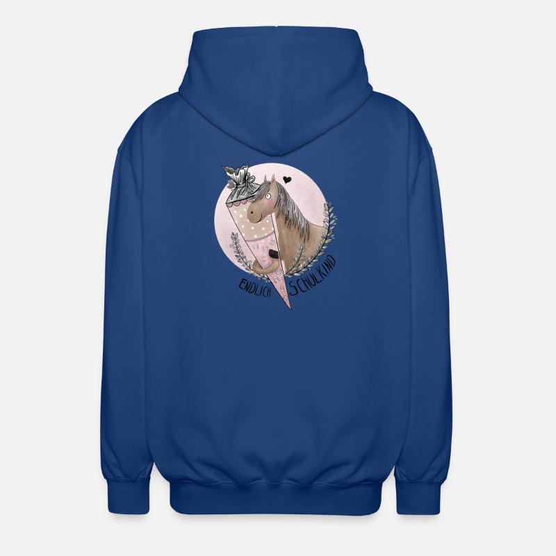 Endlich Schulkind Pferd mit Schultüte - Unisex Kapuzenjacke - Royalblau