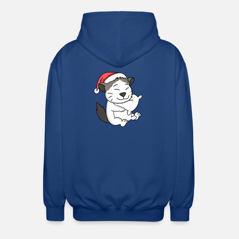 Chat Mignon Ragdoll Fatigué Noël - Veste à capuche unisexe - bleu royal