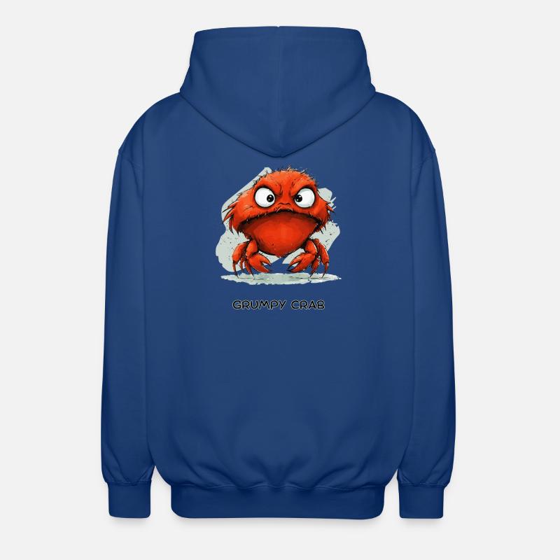 Grumpy Crab - Mürrische Cartoon Krabbe Design - Unisex Kapuzenjacke - Royalblau