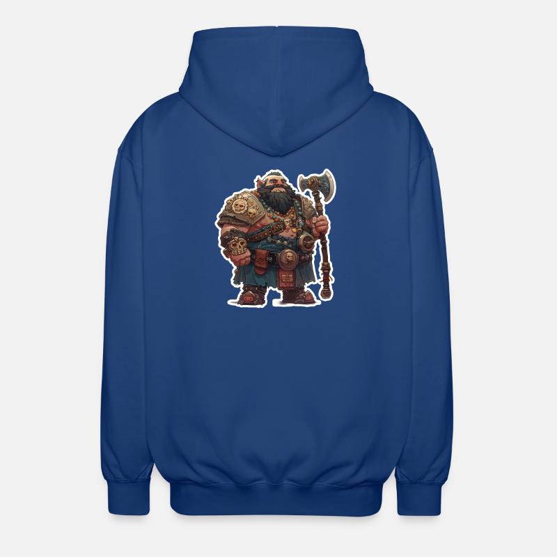 Dicker Zwergenkrieger mit großer Axt - Unisex Kapuzenjacke - Royalblau