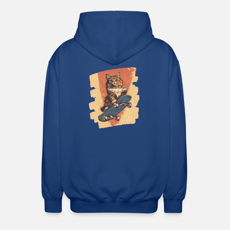 Chat de planche à roulettes - Veste à capuche unisexe - bleu royal