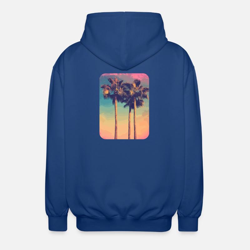 Palm Tree Sunset Summer Sun - Unisex Hooded Jacket - royal blue
