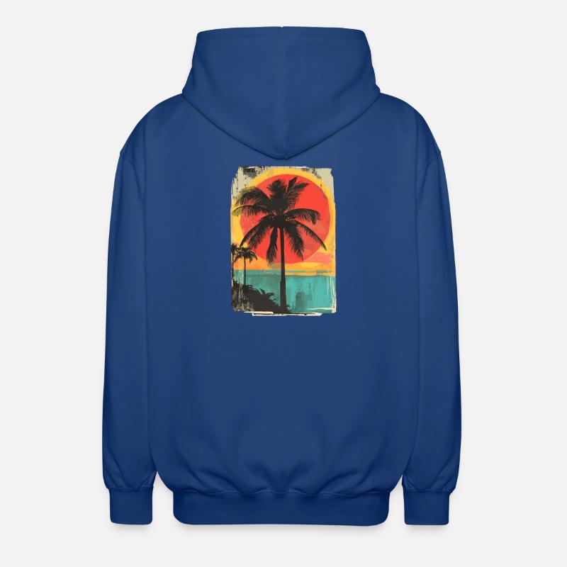 Palm Tree Sunset Summer Sun - Unisex Hooded Jacket - royal blue